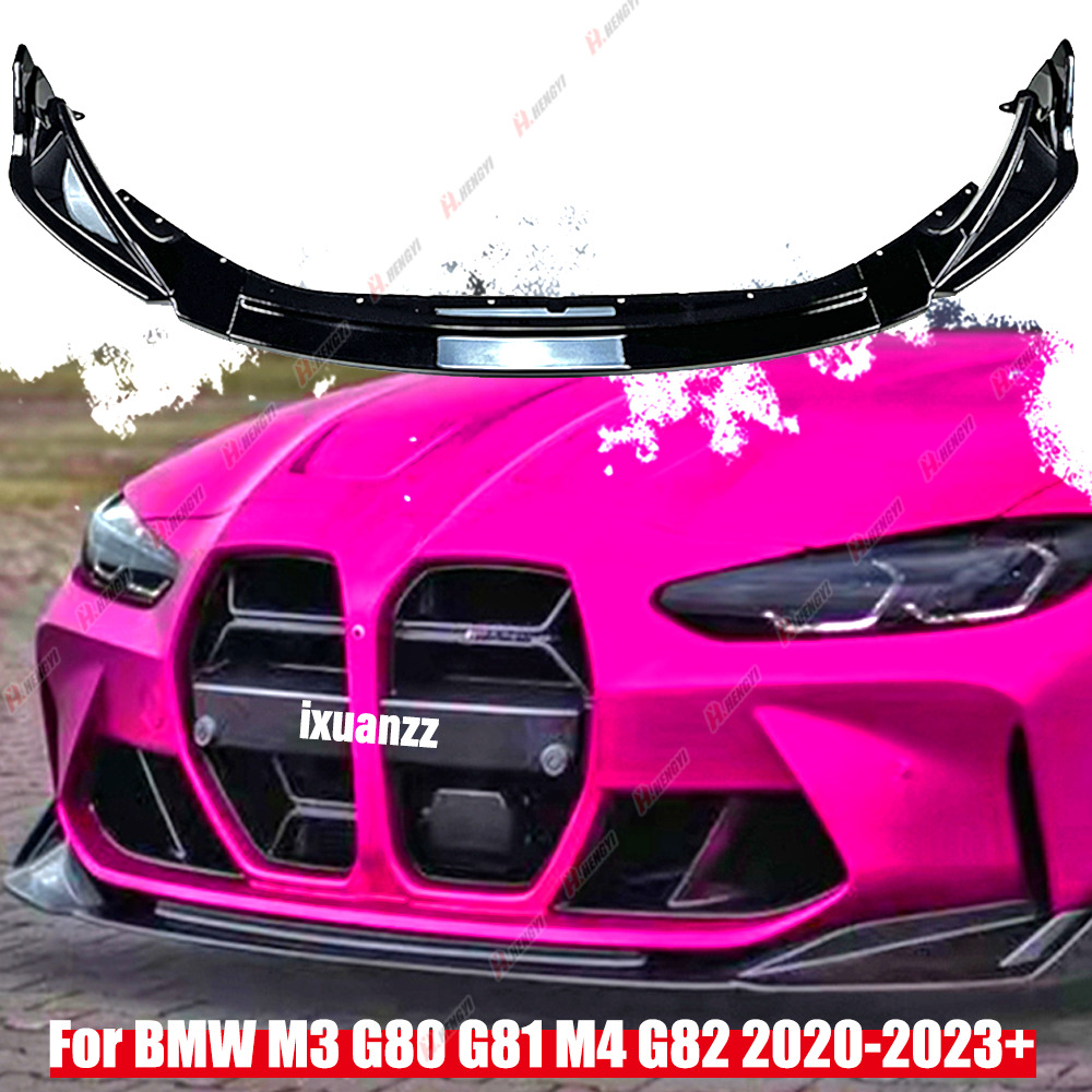 For BMW G80 M3 G82 M4 2021-2023 3pcs Gloss Black Front Spoiler Lip Splitter Kit