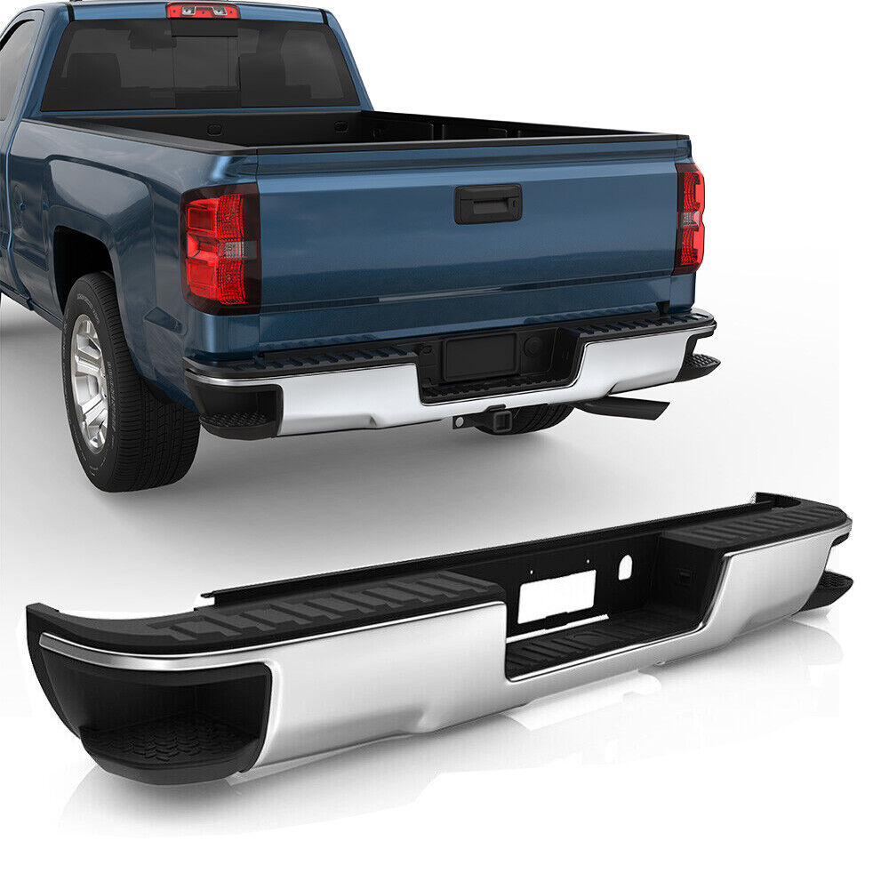 Chrome Rear Side Bumper For 2014-2018 Silverado GMC Sierra 1500 w/ 2 Conner Step