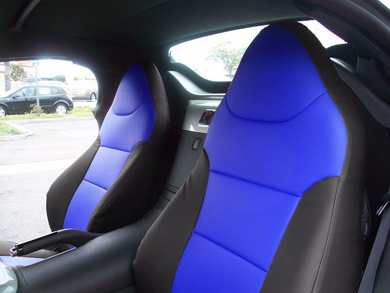 PONTIAC SOLSTICE 2006-2009 BLACK/BLUE S.LEATHER CUSTOM MADE FIT FRONT SEAT COVER