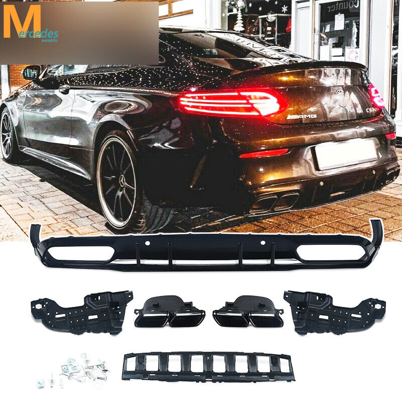 C63 AMG Rear Diffuser w/Muffler Tips For Benz C205 C Class Coupe AMG LINE 15-18