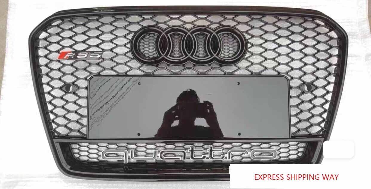For Audi A5 S5 RS5 2013 - 2016 Honeycomb Grille Grill Black Grill quattro Rings