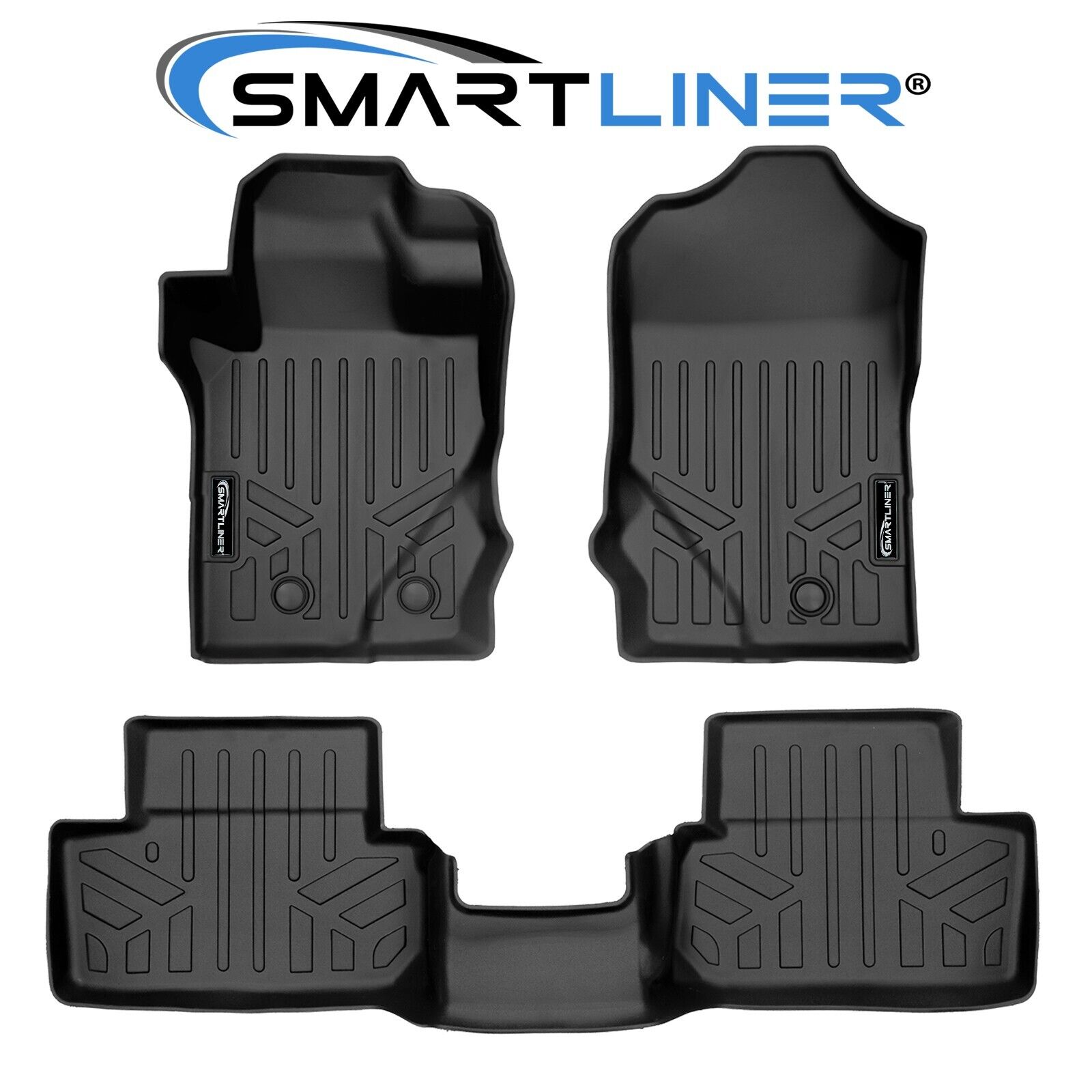 SMARTLINER Custom Fit 2 Row Floor Mat Liner Set Black for 2021-2024 Ford Bronco