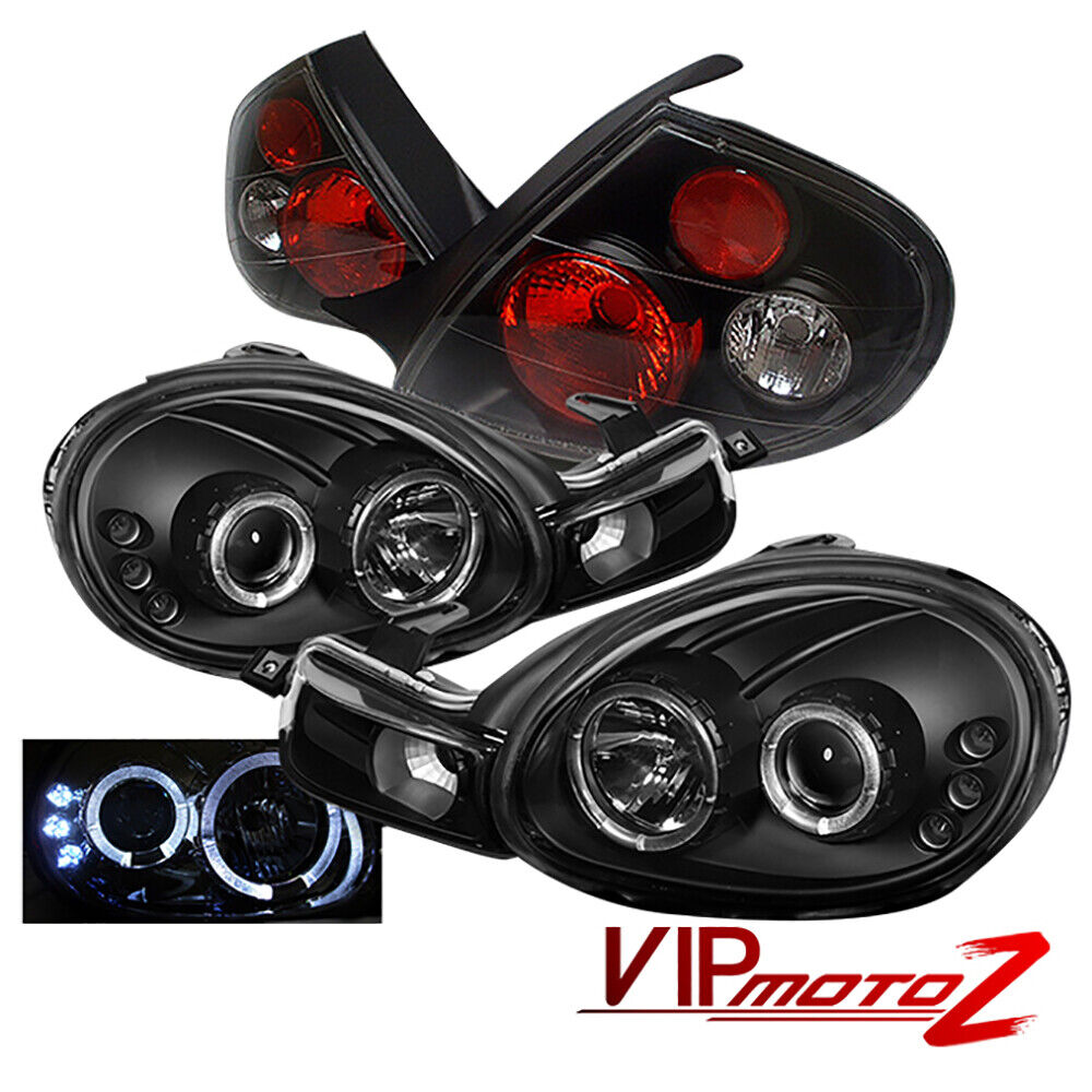 2000-2002 Dodge Neon SRT Black Halo LED Projector Headlight+Tail Light Assembly