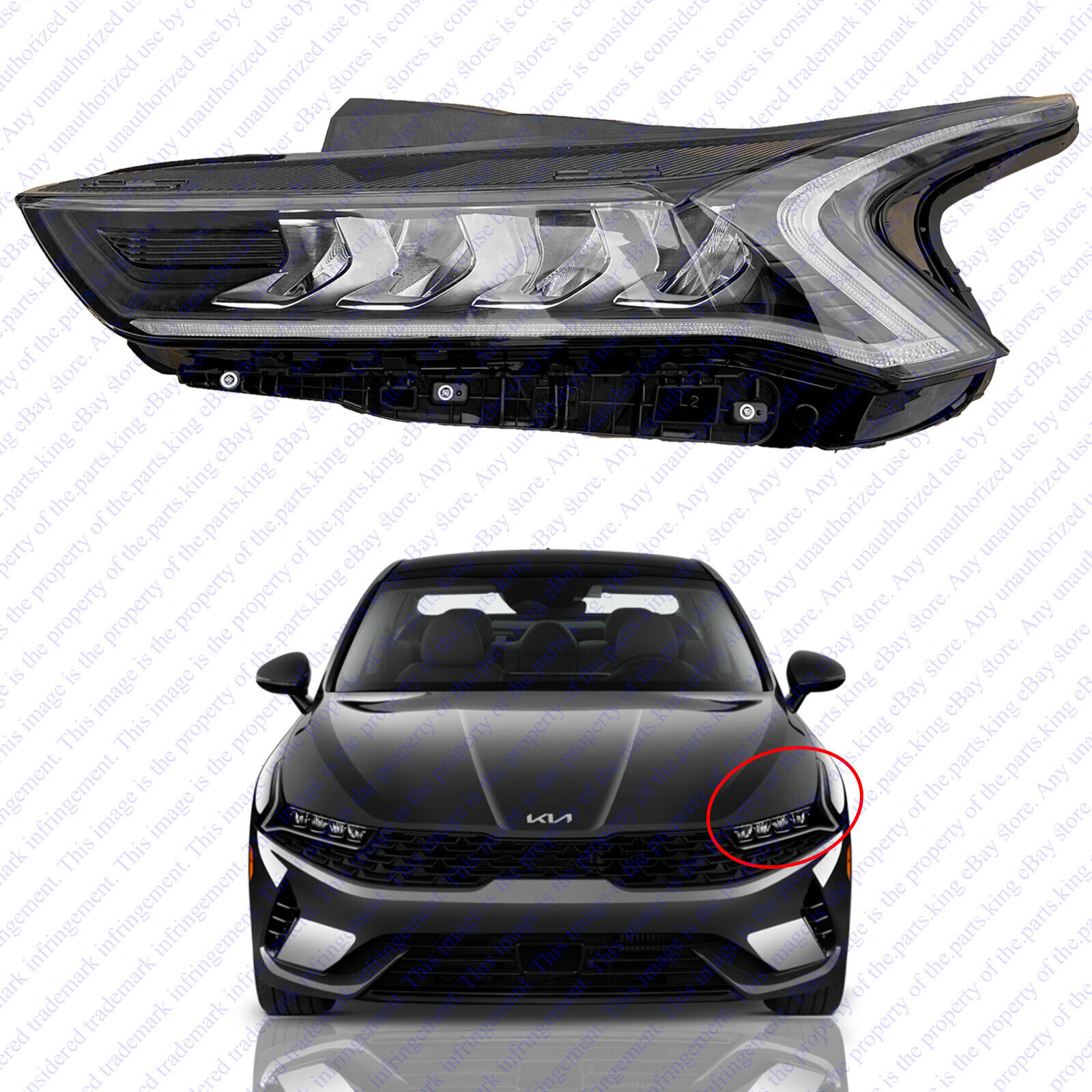 For 2021 2023 Kia K5 LX EX Front Full LED Headlight Lamp Assembly Left Driver