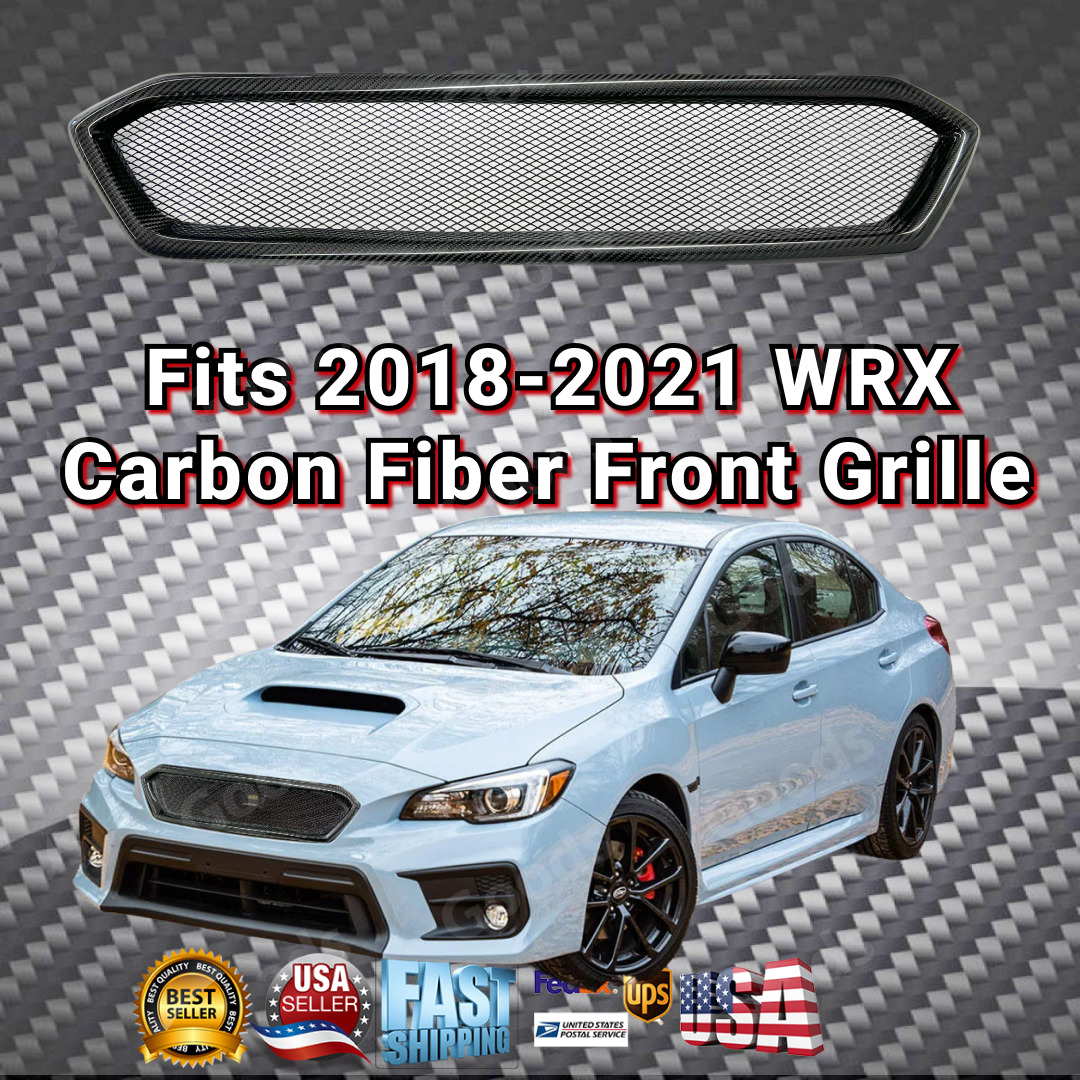 For 2018-21 Subaru WRX STI Real Carbon Fiber Front Grille Sport Style Mesh Grill