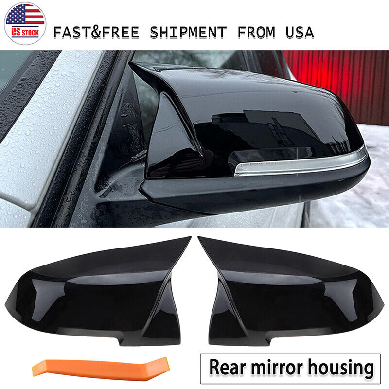 2x Gloss Black M3 Style Rearview Mirror Cover Cap For BMW F20 F21/F30/F32/F36 M2