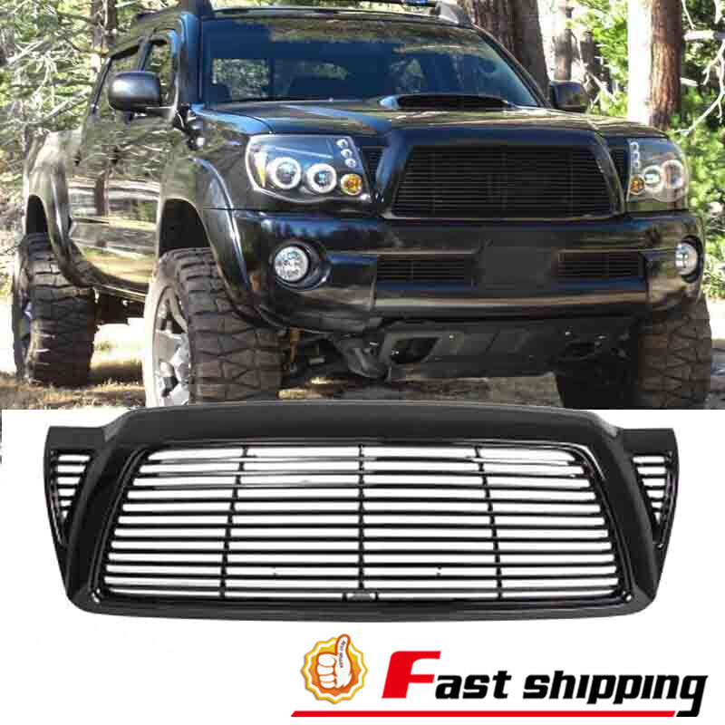 Fit 2005-2011 Toyota Tacoma JDM Style Gloss Black Front Hood Grill Bumper Grille