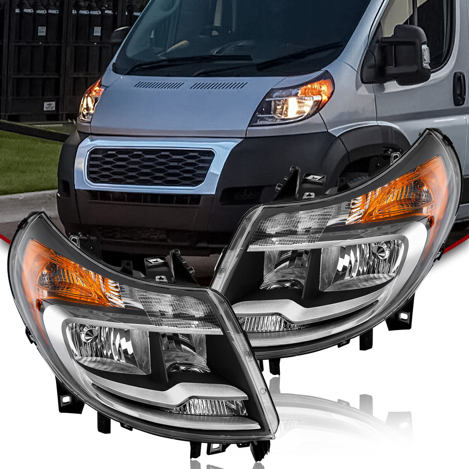 Headlight Assembly Left and Right For 2014-2022 RAM ProMaster 1500 2500 3500
