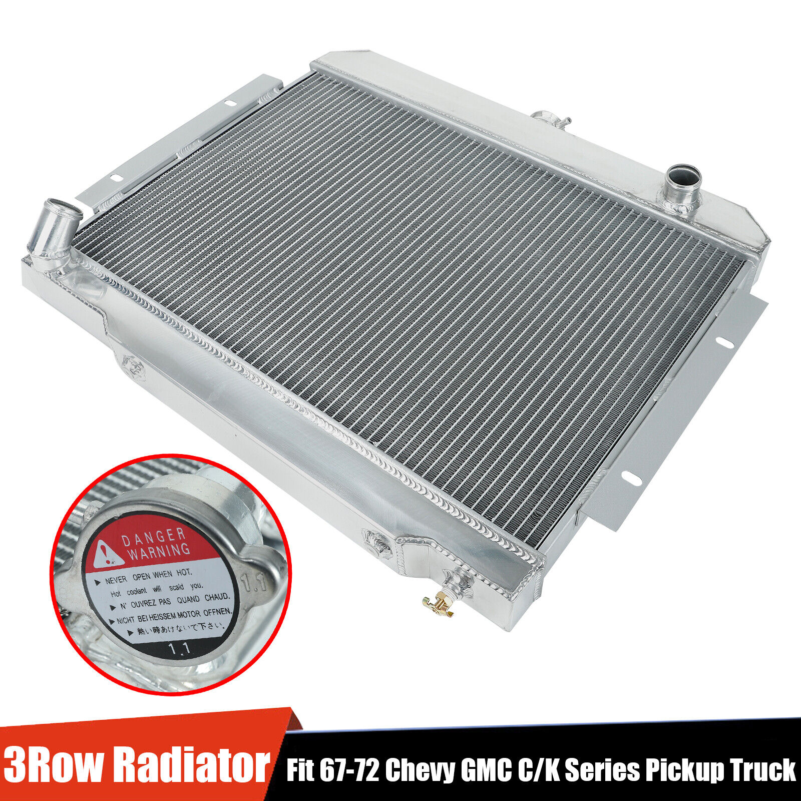 3 Row Aluminum Radiator For 72-86 Jeep CJ5/CJ6/CJ7 81-85 Scrambler 3.8/4.2/5.0L