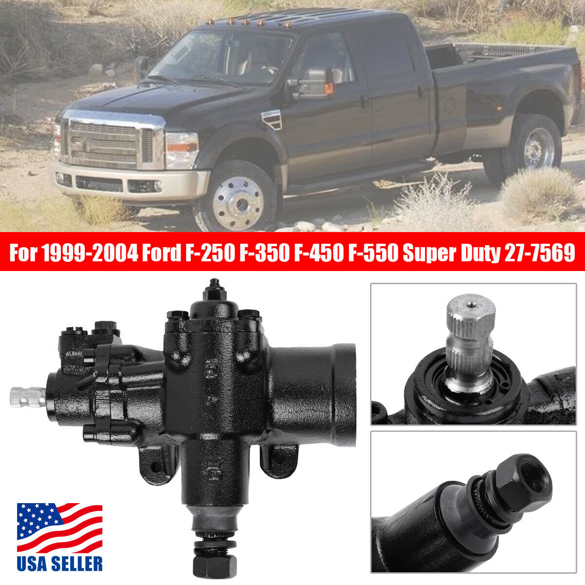 1set Power Steering Gear Box For 1999-2004 Ford F-250-350-550 Super Duty 277569.