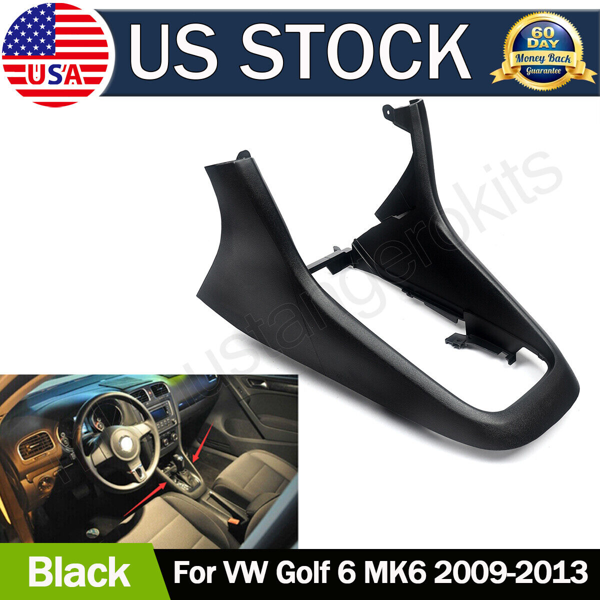 For VW Golf 6 MK6 09-2013 Center Console Cover Frame Replacement 5k0863680 Black