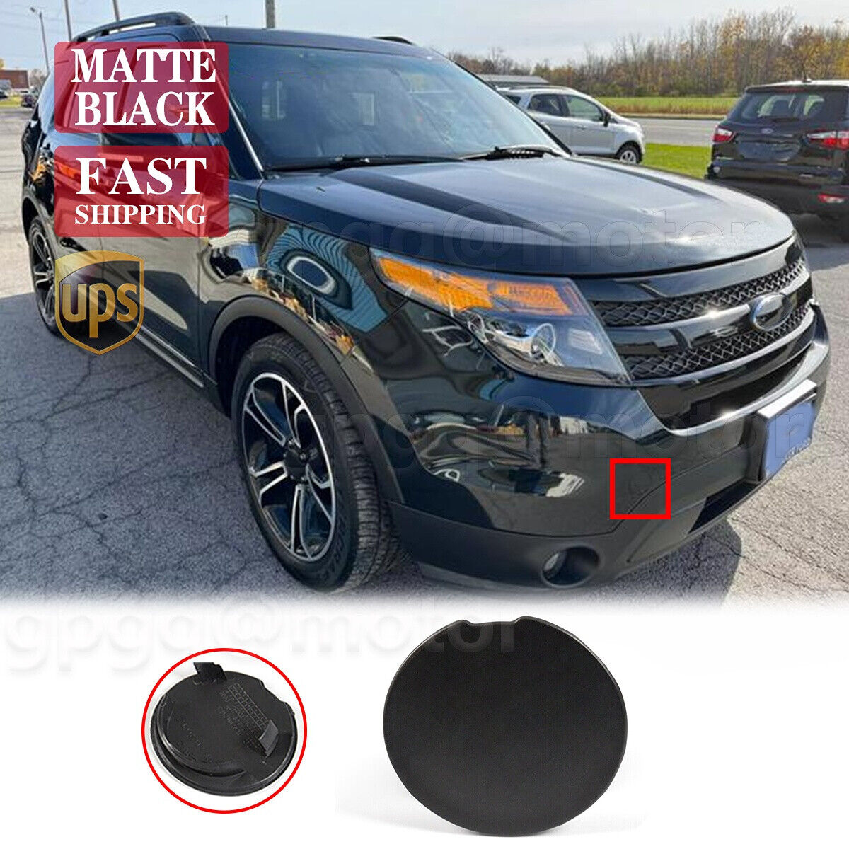 Fit For Ford Explorer 2011-2015 Primed Front Bumper Tow Hook Eye Cover Caps