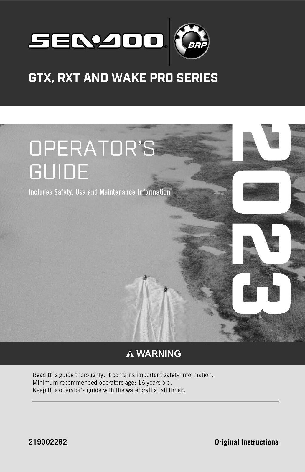 Sea-Doo Owners Manual Book Operator's Guide 2023 RXT-X-RS 300