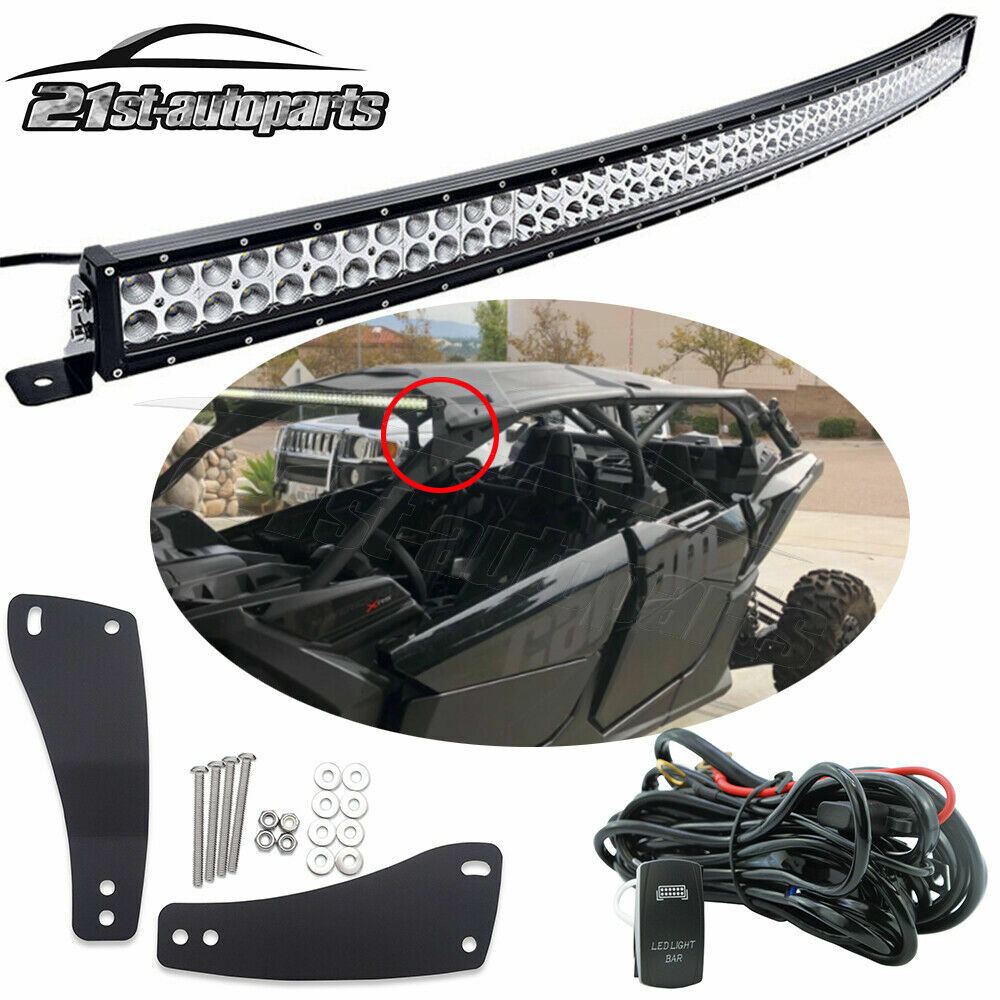 Upper Roof 50\'\' Curved LED Light Bar Mount Kit For Can-am Maverick DS RS MAX X3