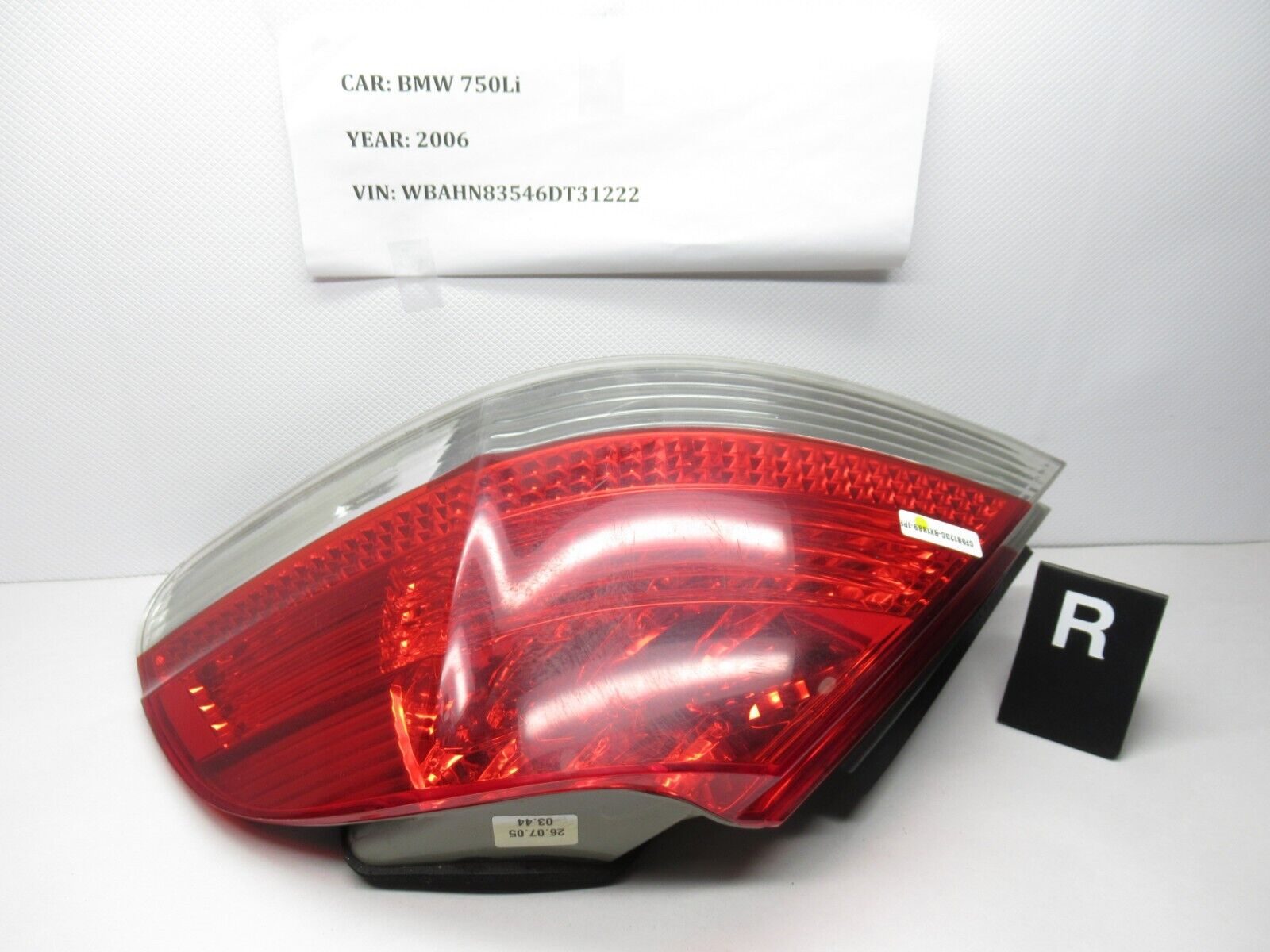 2006-2008 BMW 750Li Rear Right Passenger Quarter Tail-Light Lamp 6938516 OEM