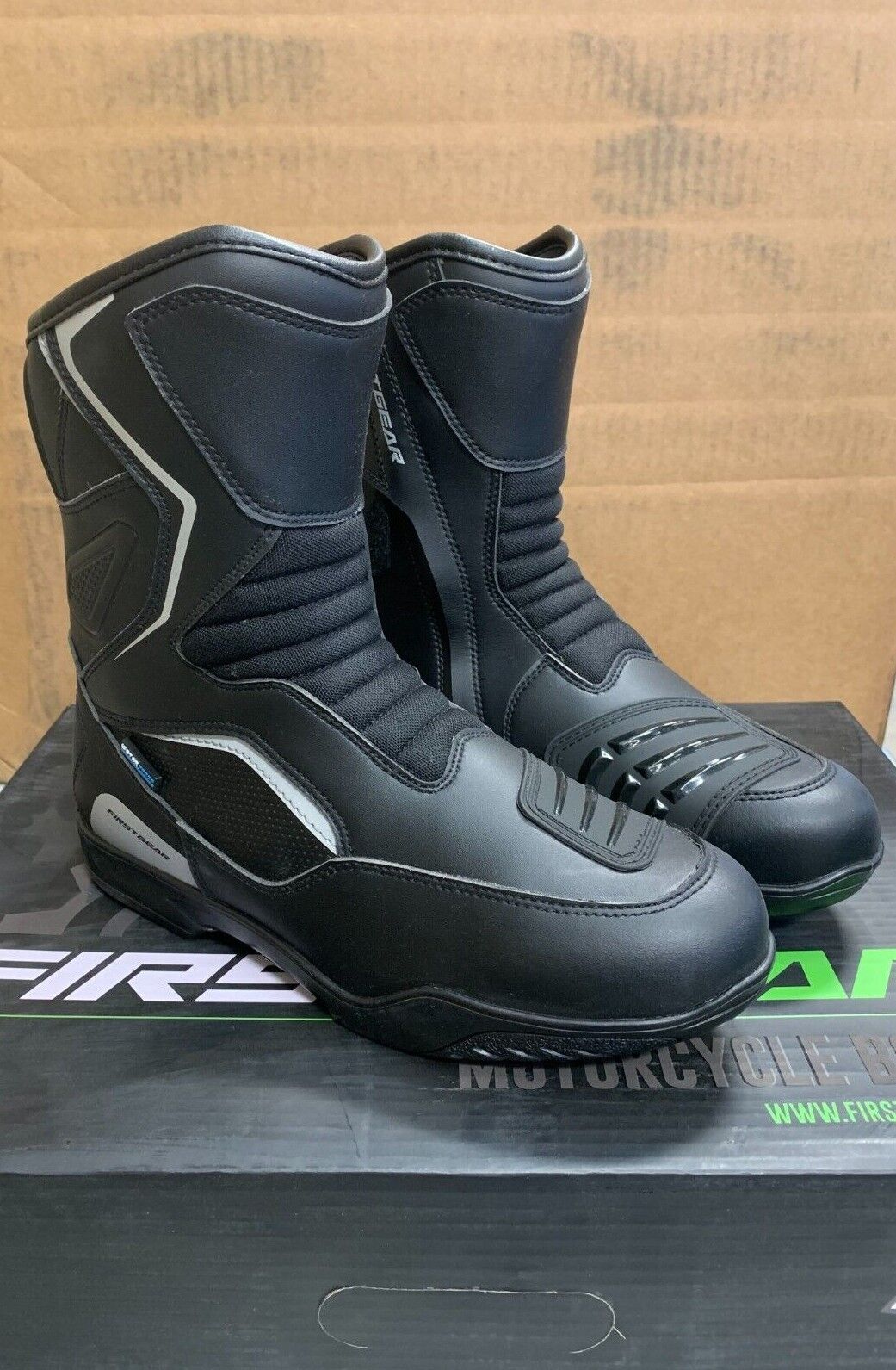 FirstGear Big Sky Black Motorcycle Riding Boots Men's Sizes 9, 11, 12 *Open Box*