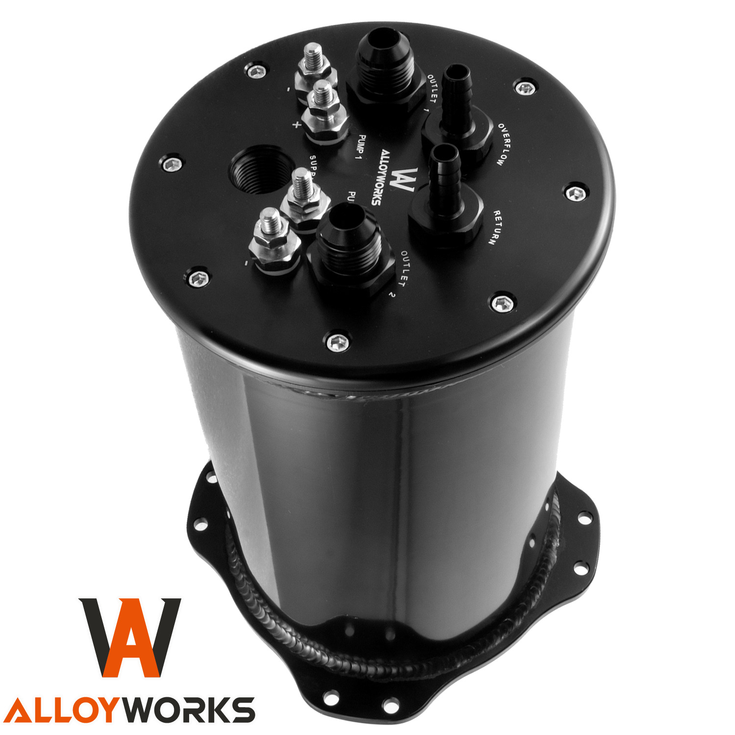 Fuel Surge Tank 2.8L For Single or 2.6L Black For Dual 39-40mm Pumps 8AN Ports
