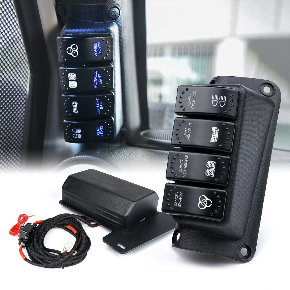 Xprite 4 Gang Switch Panel LED Light Bar Electronic Relay System Car Boat Marine