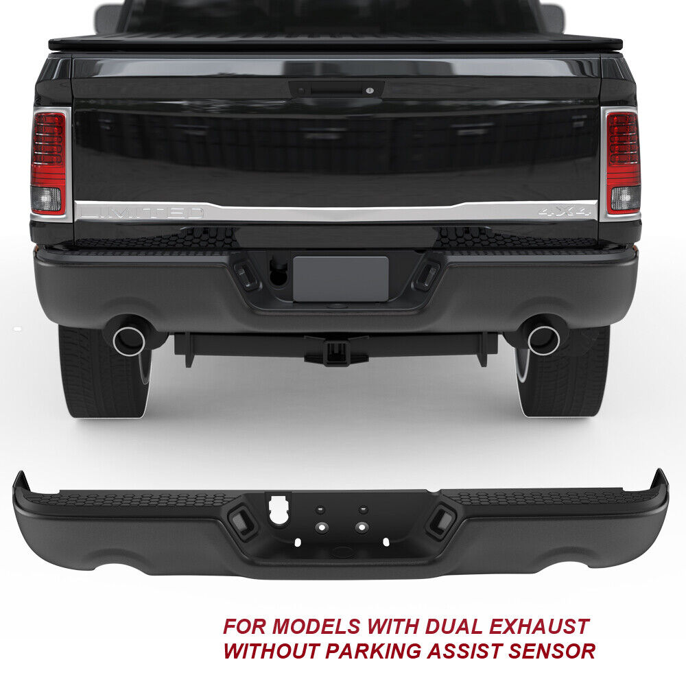 Rear Side Black Bumper Assembly For 2009-2018 Dodge Ram 1500 w/o Object Sensor