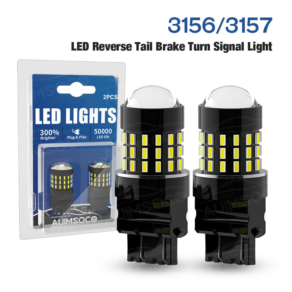 AUIMSOCO 3157 3457 3757 LED Brake Stop Tail Lights Bulbs Lamps 6000K White 2x