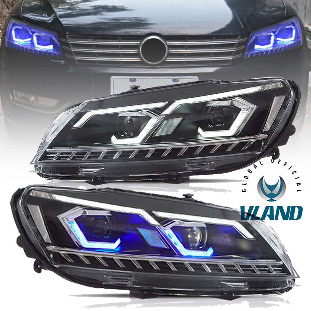 VLAND Headlights Full Led For VW Passat 2011-2015 Head Lamps w/Startup Animation