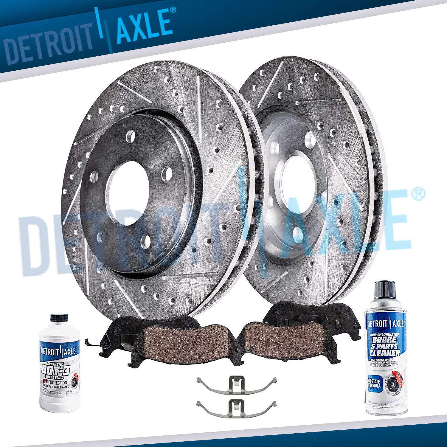Front Drilled Disc Rotor Ceramic Brake Pads for 2010 2011 Audi A4 A5 Quattro Q5