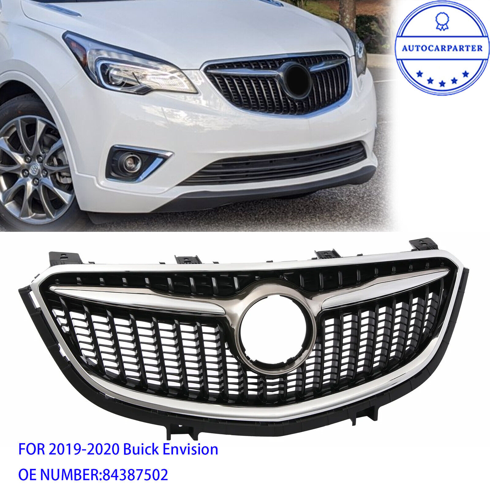 For 2019 2020 Buick Envision Black Front Upper Grille Grill 84387502