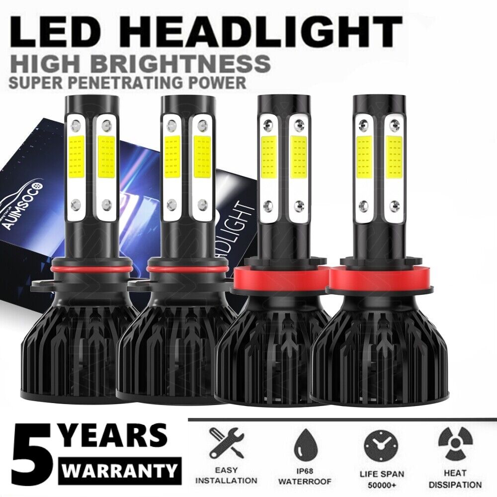 For 2007-2014 Chevy Suburban Tahoe 4x 6000K LED Headlight Light Bulbs Kits Combo