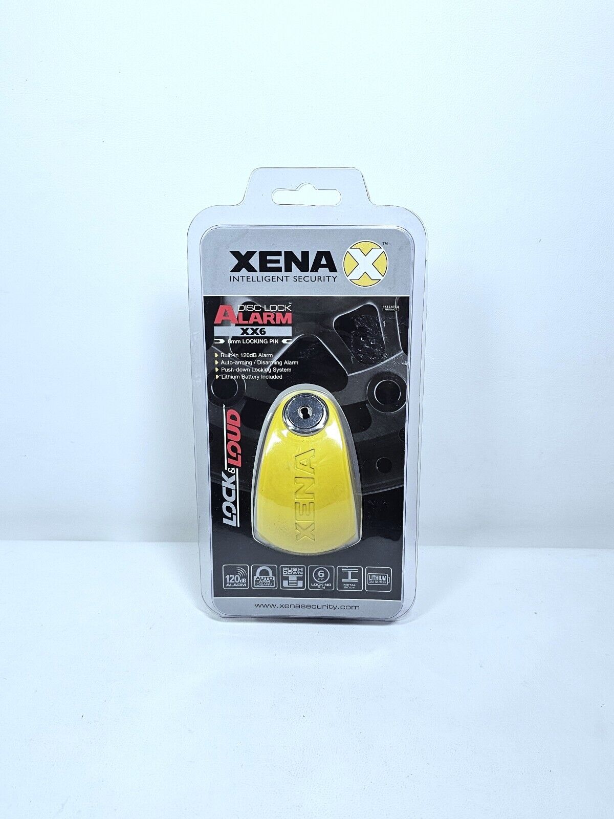 Xena Disk Lock Alarm XX6 6mm Locking Pin - Lock & Loud - Yellow