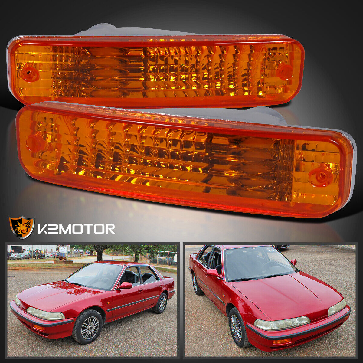 Fits 1990-1991 Acura Integra Amber Signal Bumper Lights Lamps Left+Right 90-91