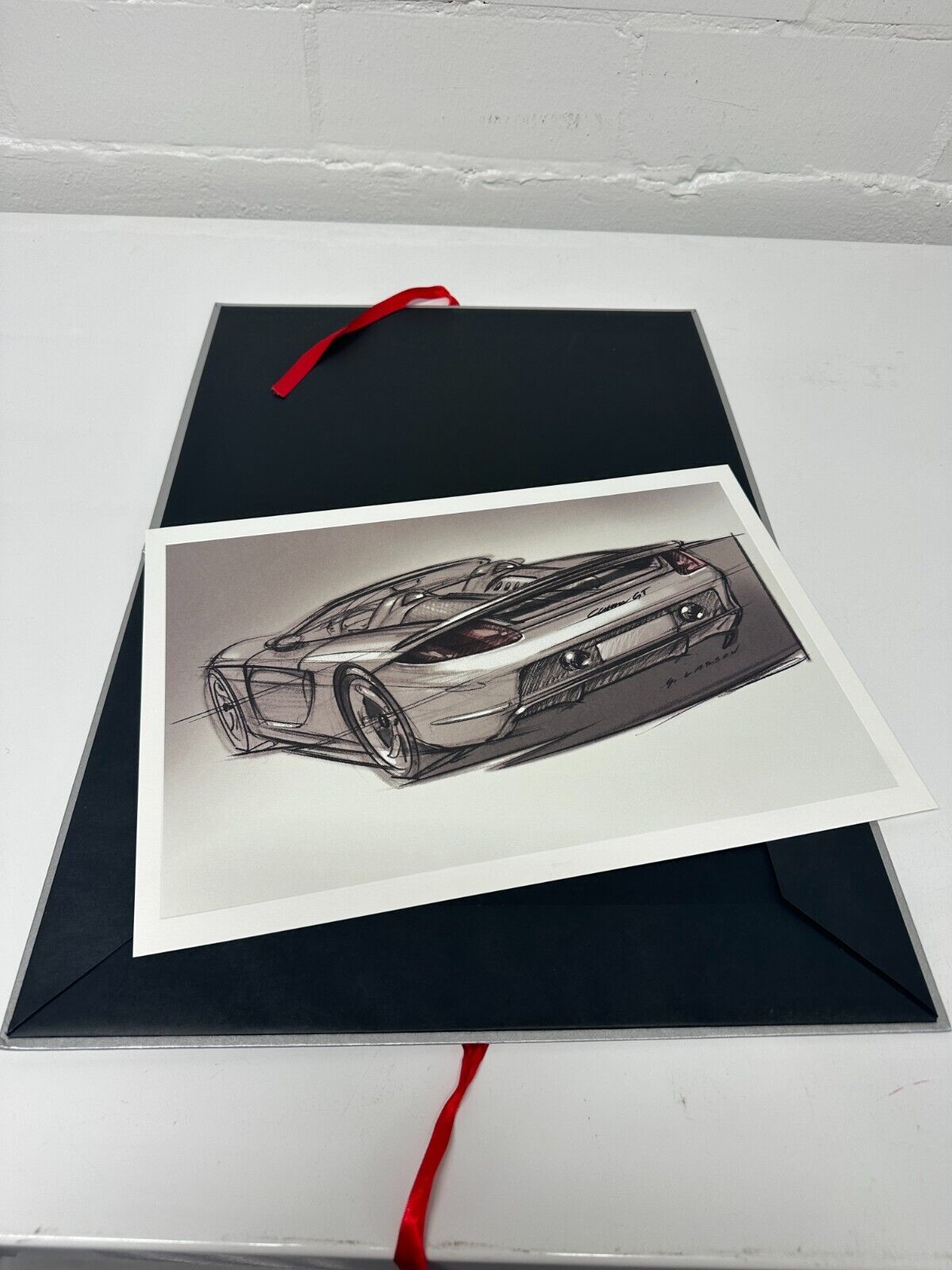 Porsche Carrera GT Lithograph Sketch Drawing Poster New Owner Gift  Original W