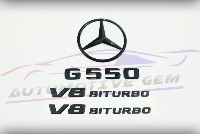G550 SUV AMG V8 BITURBO Rear Star Emblem glossy Black Badge Set  G Class W463