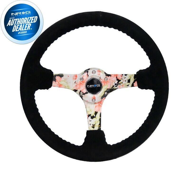 NEW NRG Steering Wheel 350mm Black Suede Hydro Dipped Floral RST-036FL-S