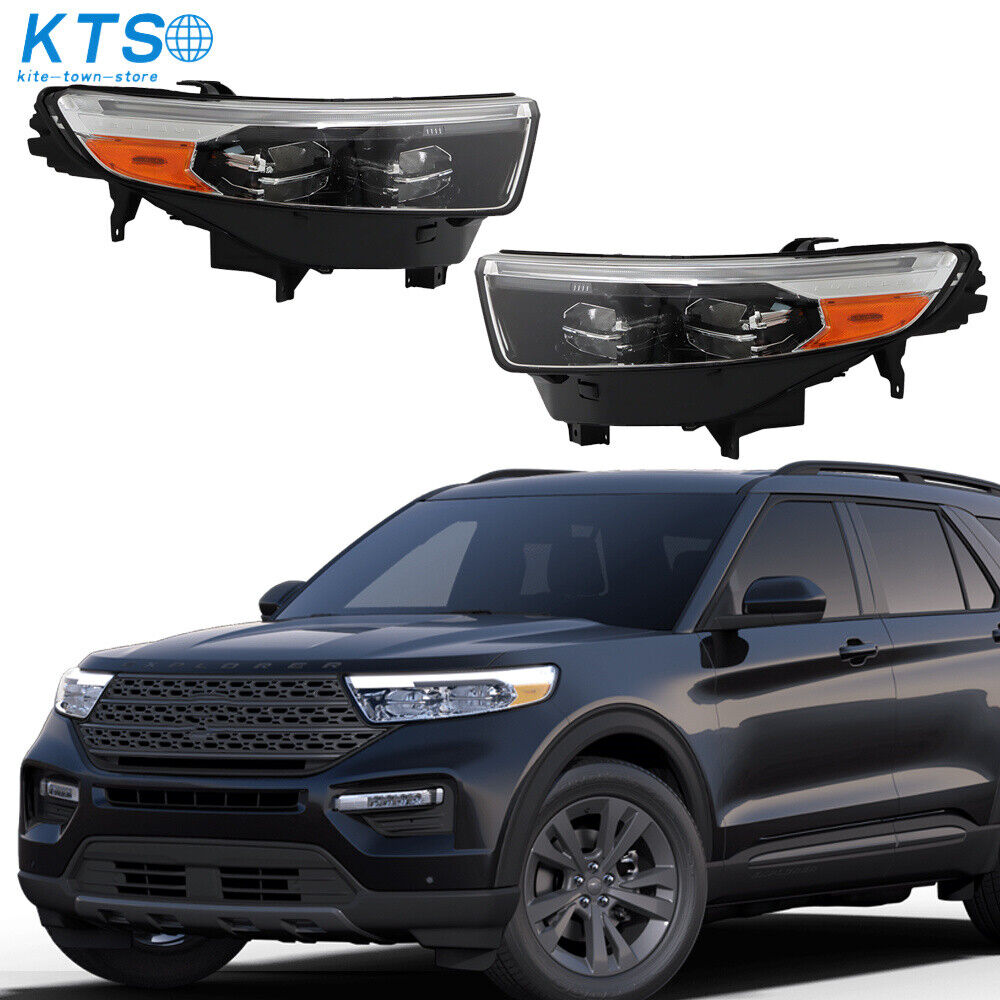 Headlights Headlamp For 2020-2023 Ford Explorer XLT/Limited LED w/DRL Right+Left