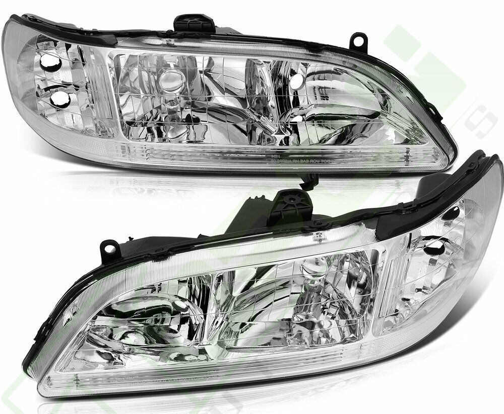 Chrome Headlights Fits 1998-2002 Honda Accord Front Clear Headlamps Left + Right