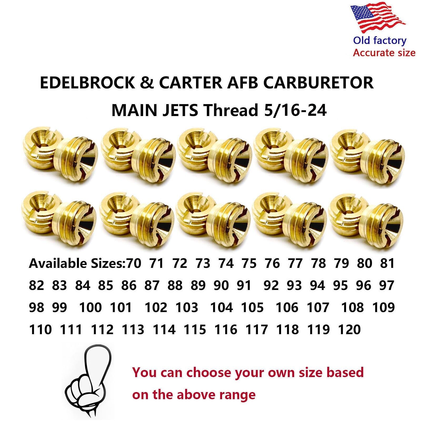 20 PACK EDELBROCK & CARTER AFB CARBURETOR MAIN JETS SIZES .077 THRU .120