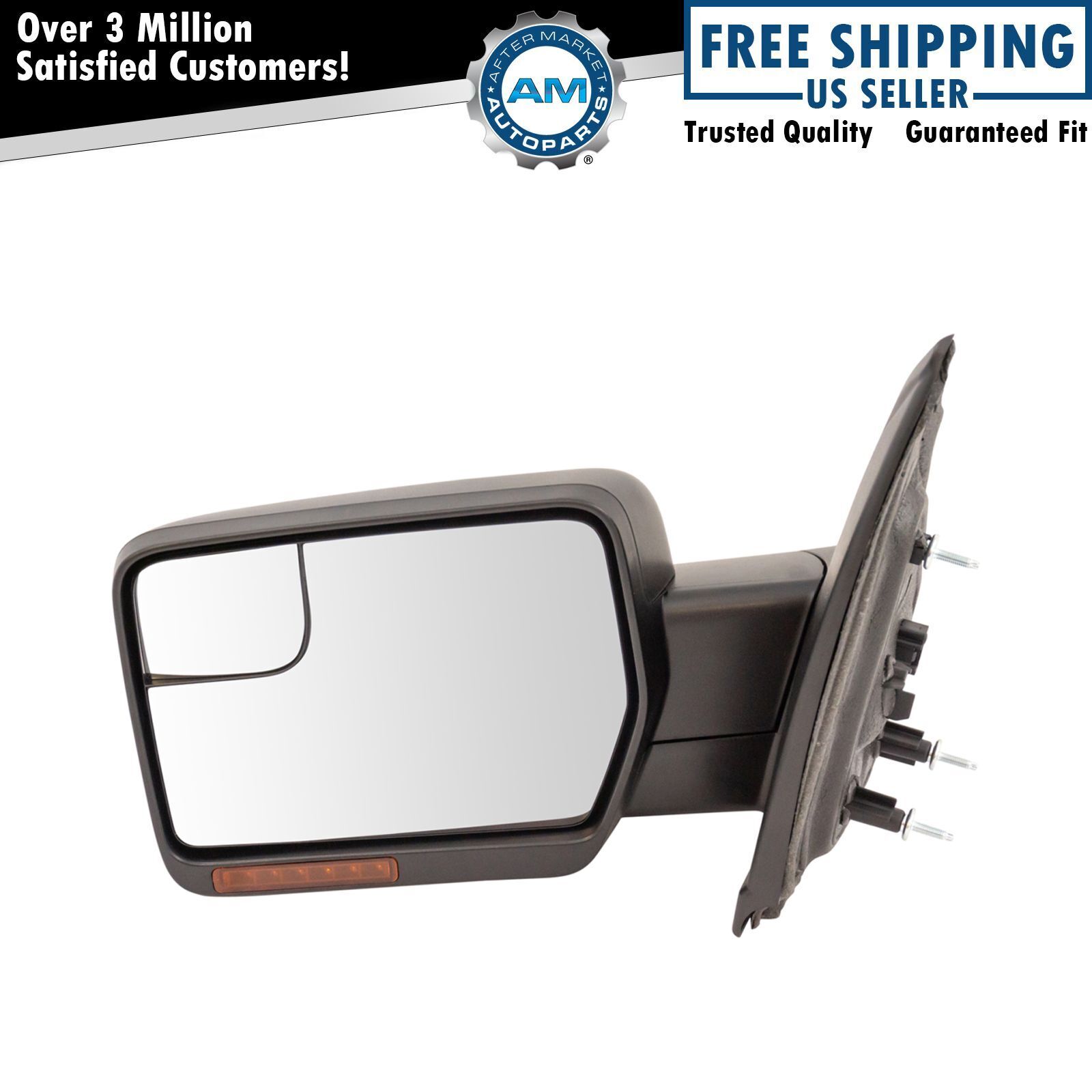 Mirror Power Heated LED Signal Textured Black Driver Side Left LH for 11-14 F150