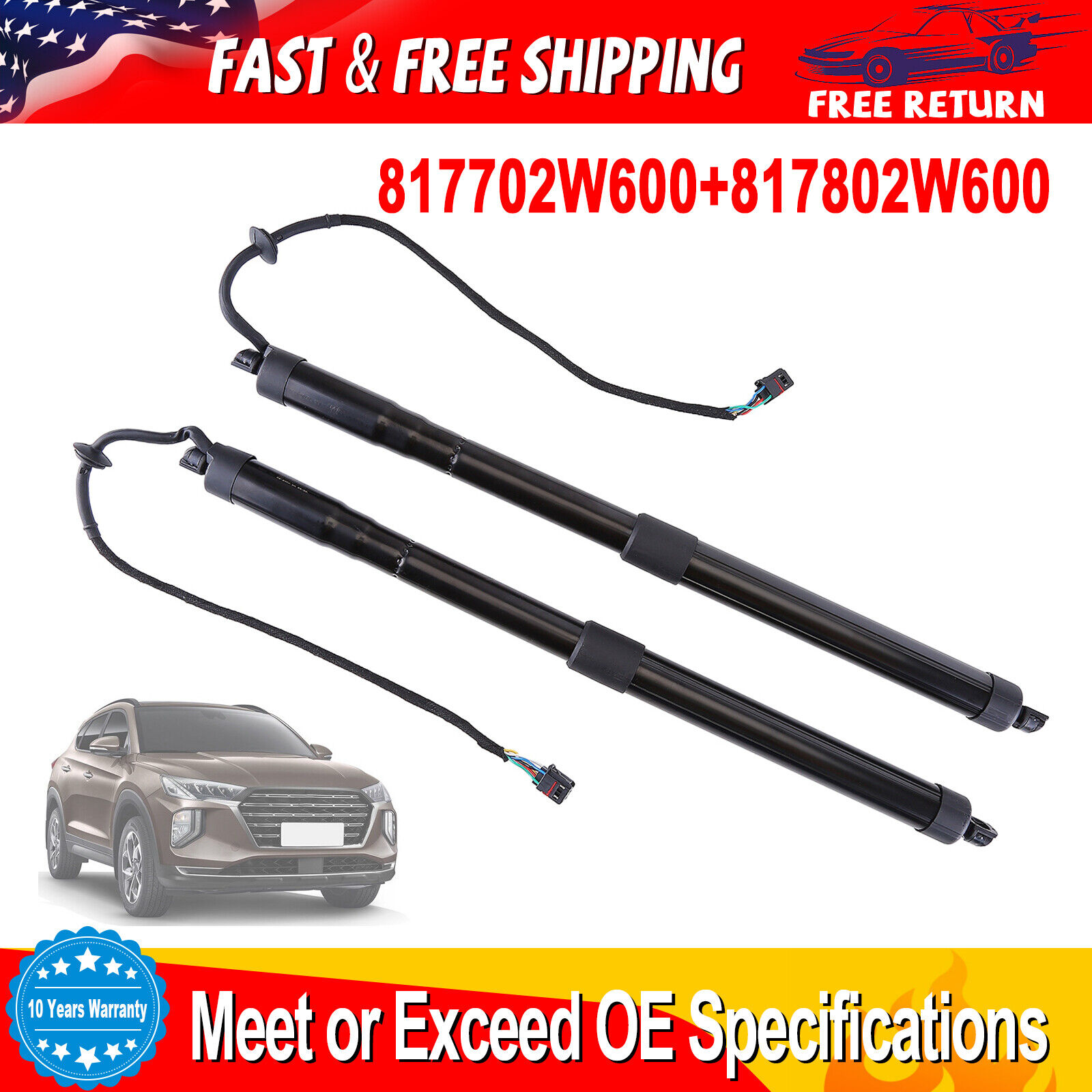 Pair Power Electric Tailgate Lift Supports For Hyundai Santa Fe Sport 2015-2018