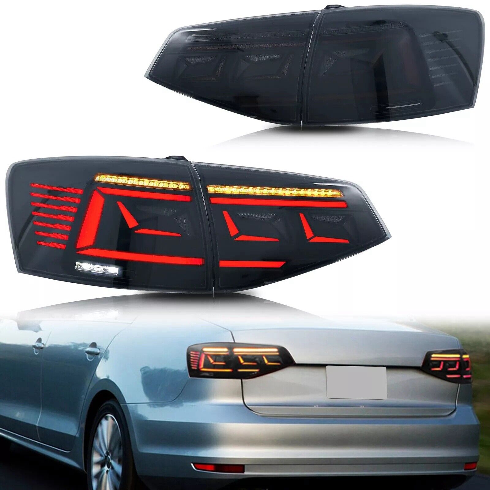 LED Sequential Tail Lights for Volkswagen VW Jetta 2015-2018 Animation Rear Lamp