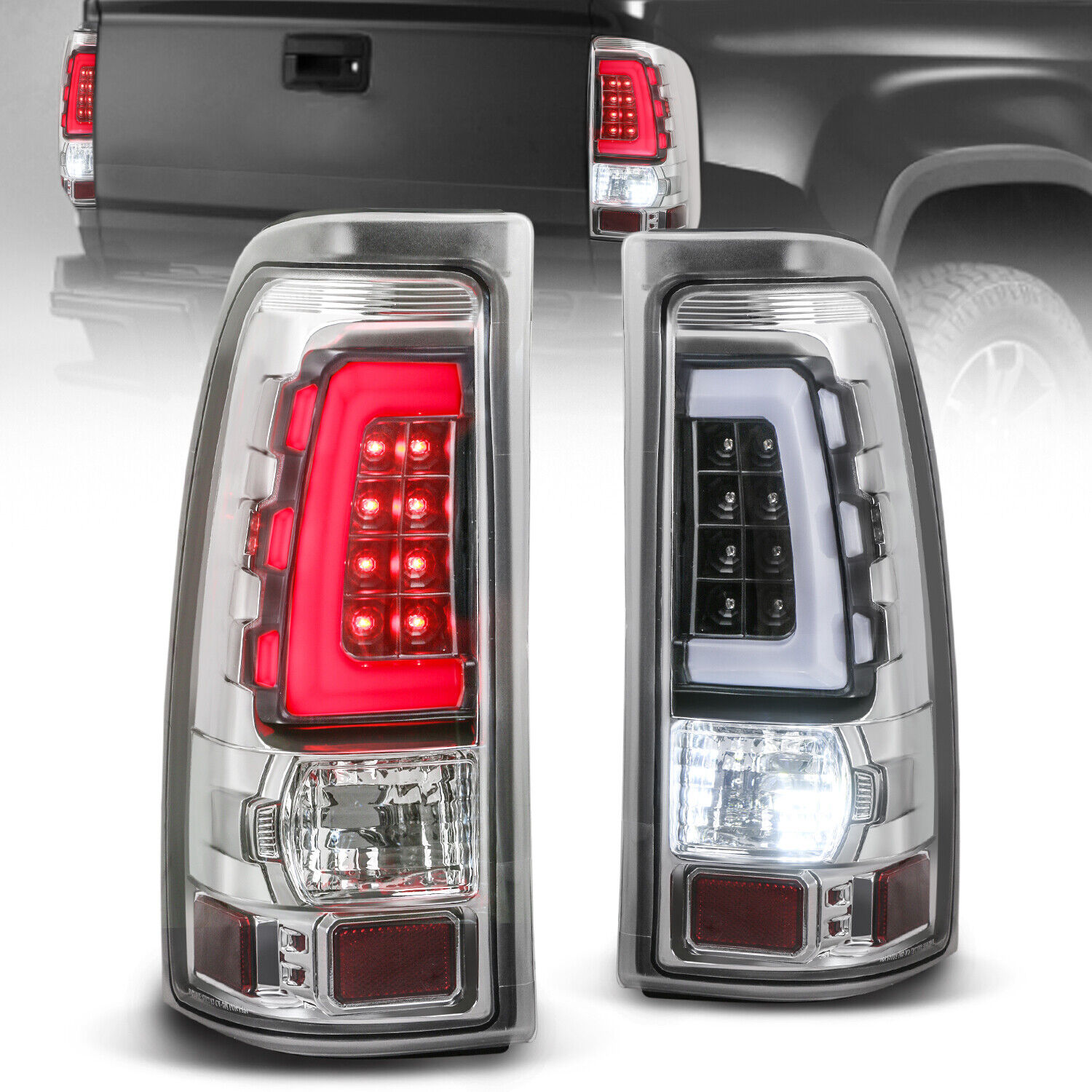 Chrome LED Tail Lights For 99-06 Chevy Silverado 99-02 GMC Sierra 1500/2500/3500