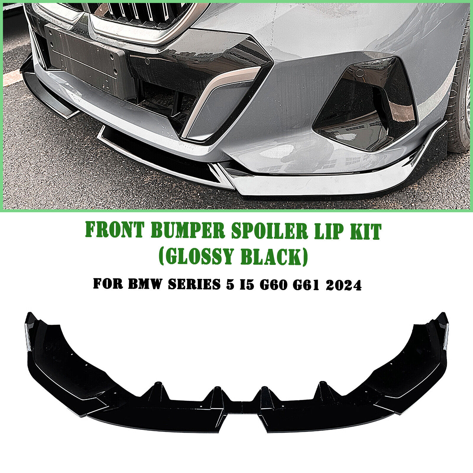 Gloss Black Front Spoiler Splitter Lip For BMW 5 Series I5 G60 G61 M Sport 2024+
