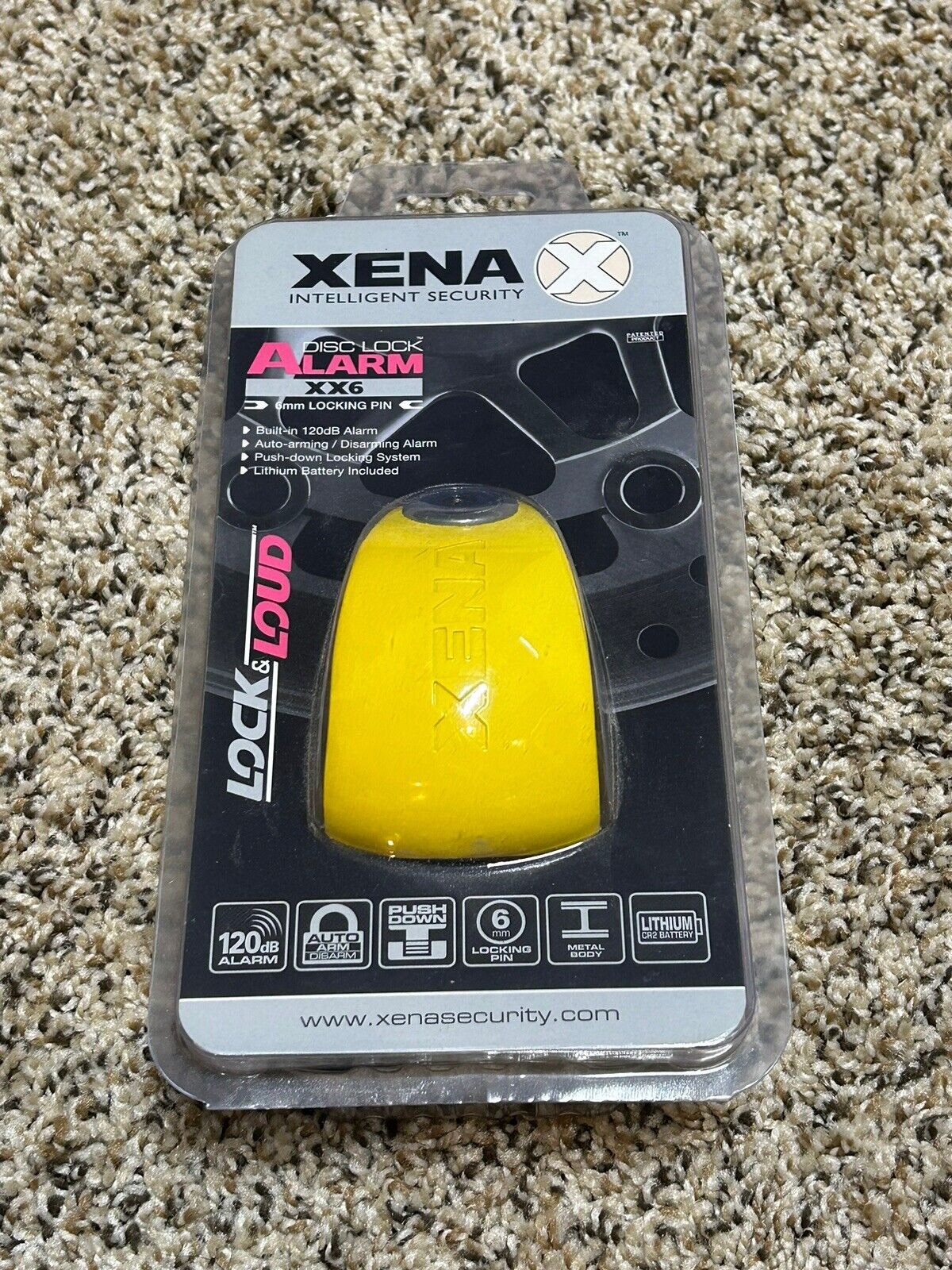 Xena Intelligent Security XX6 6mm Disc Lock with Alarm - Yellow