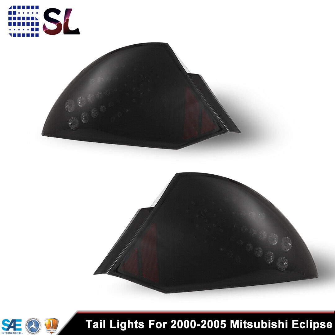 Pair Tail Lights For 2000-2005 Mitsubishi Eclipse LED Smoke Lens Rear Brake Lamp