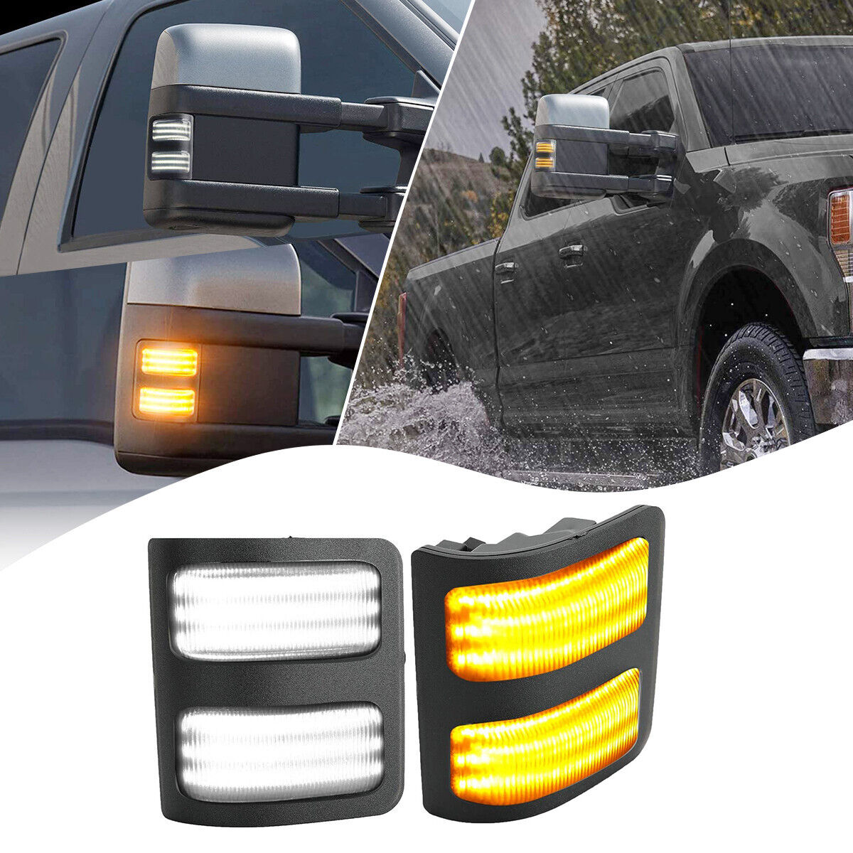 For 08-16 Ford F250 F350 F450 Super Duty LED Side Marker Mirror Signal Light