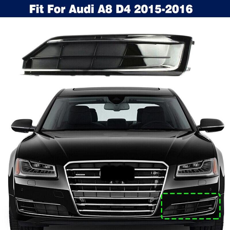 Left Front Bumper Fog Light Cover Bezel Grille Plating For Audi A8 D4 2015-2016