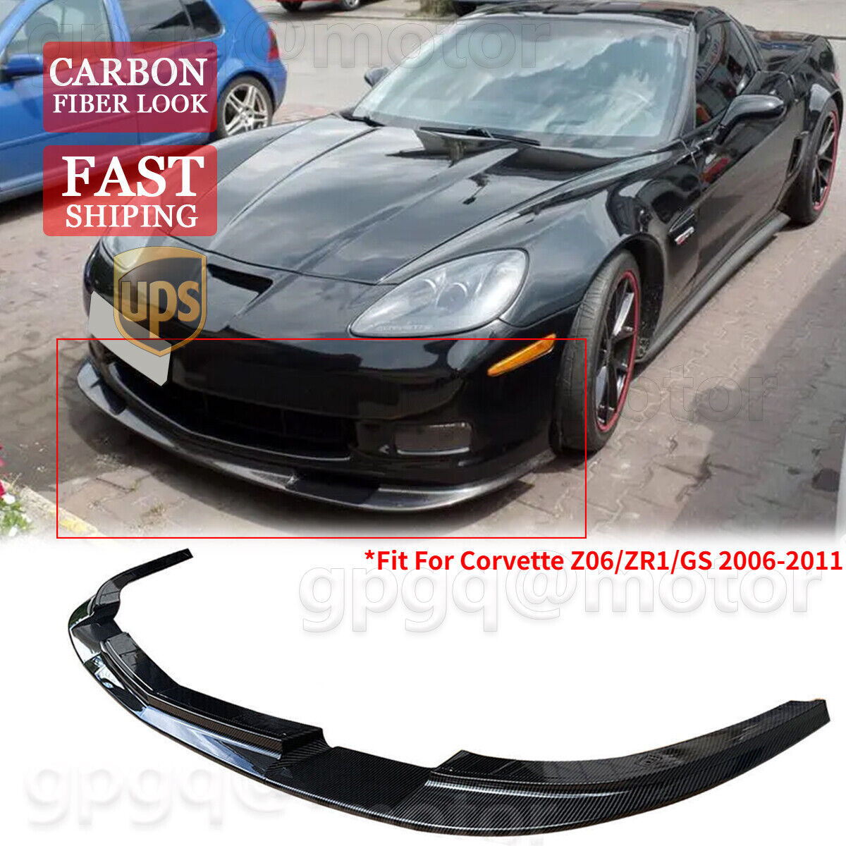 For Corvette C6 Z06 05-13 | ZR1 Style Carbon Fiber Front Bumper Splitter Lip Kit
