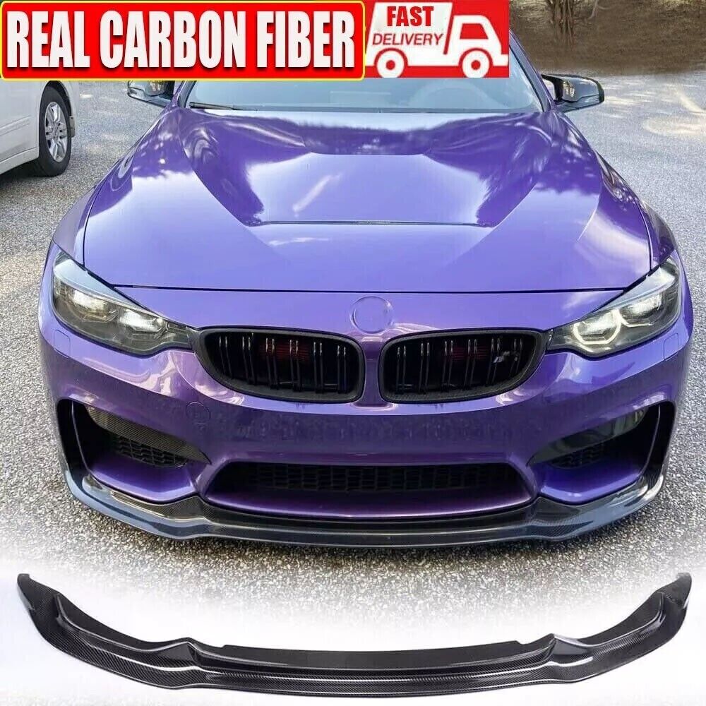 REAL Carbon Fiber Front Bumper Lip Spoiler Fit For 2015-19 BMW F80 M3 F82 F83 M4