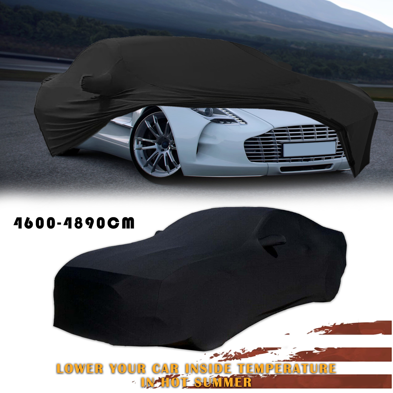 For Aston Martin One-77 Indoor Black Dustproof Stain Stretch Full Car Cover