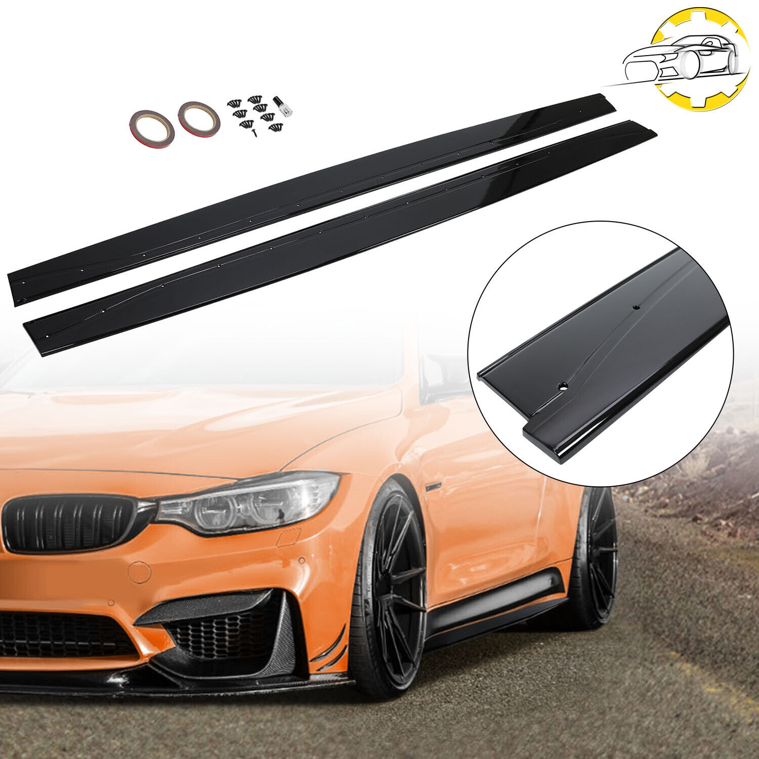MP Style Side Skirts Extension Lip For BMW F82 F83 M4 2015-2020 Black Painted