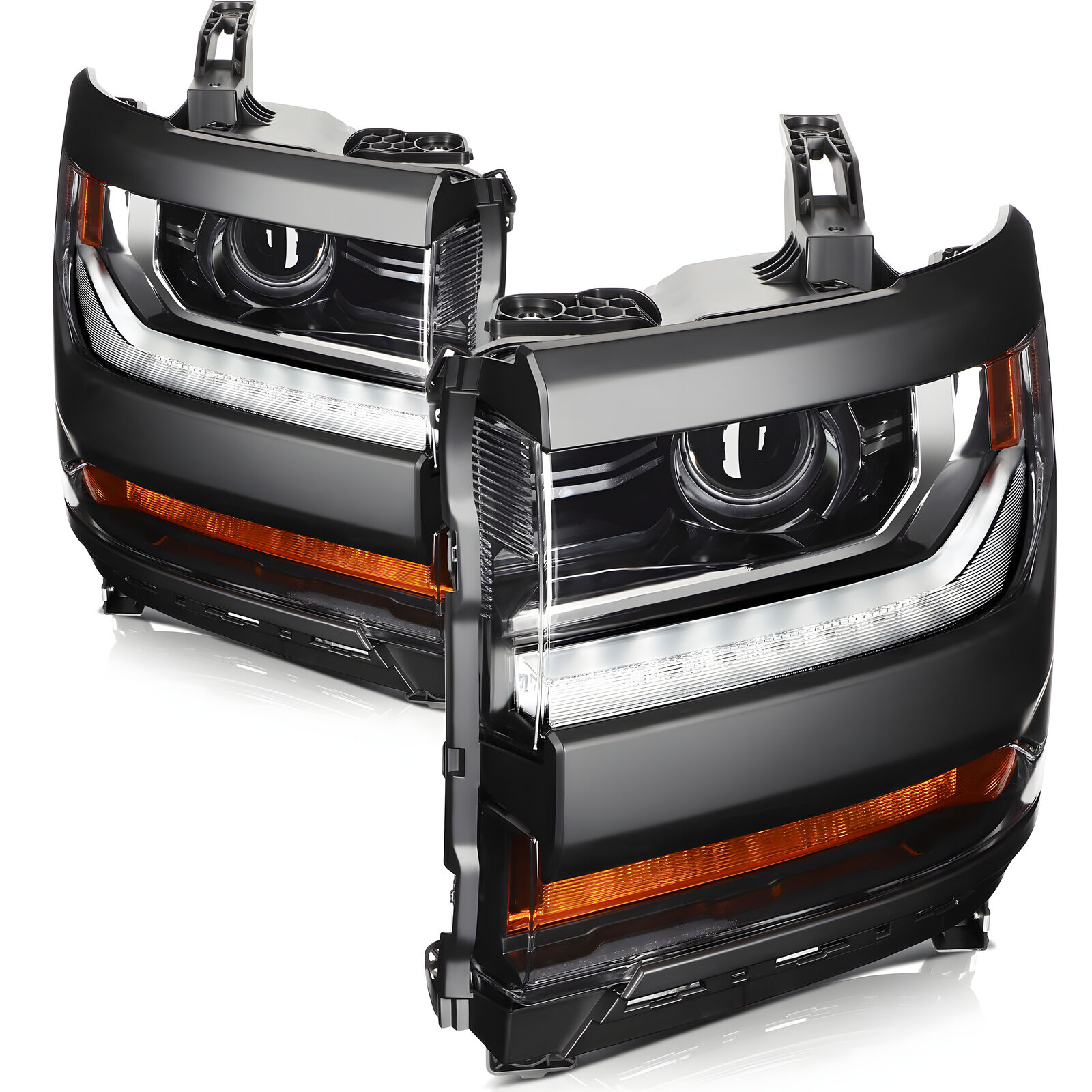 HID/Xenon Projector Headlight Pair W/ LED DRL For 2016-2019 Chevy Silverado 1500